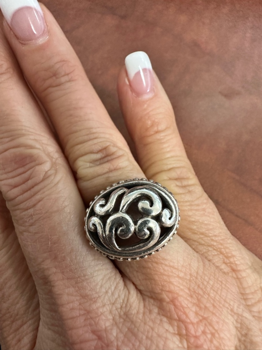 Brighton Swirl Oval Statement Ring - Silver